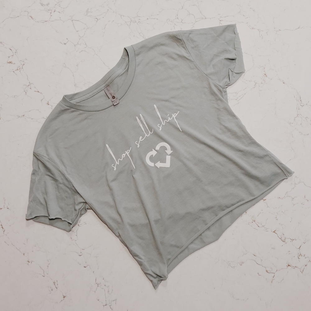 Shop Sell Ship ♼ Raw Hem Tee Shirt Sea Green